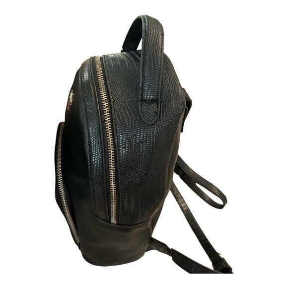 Simply Vera Vera Wang Black Faux Leather Mini Backpack – Textured Trim – Modern - Picture 4 of 11